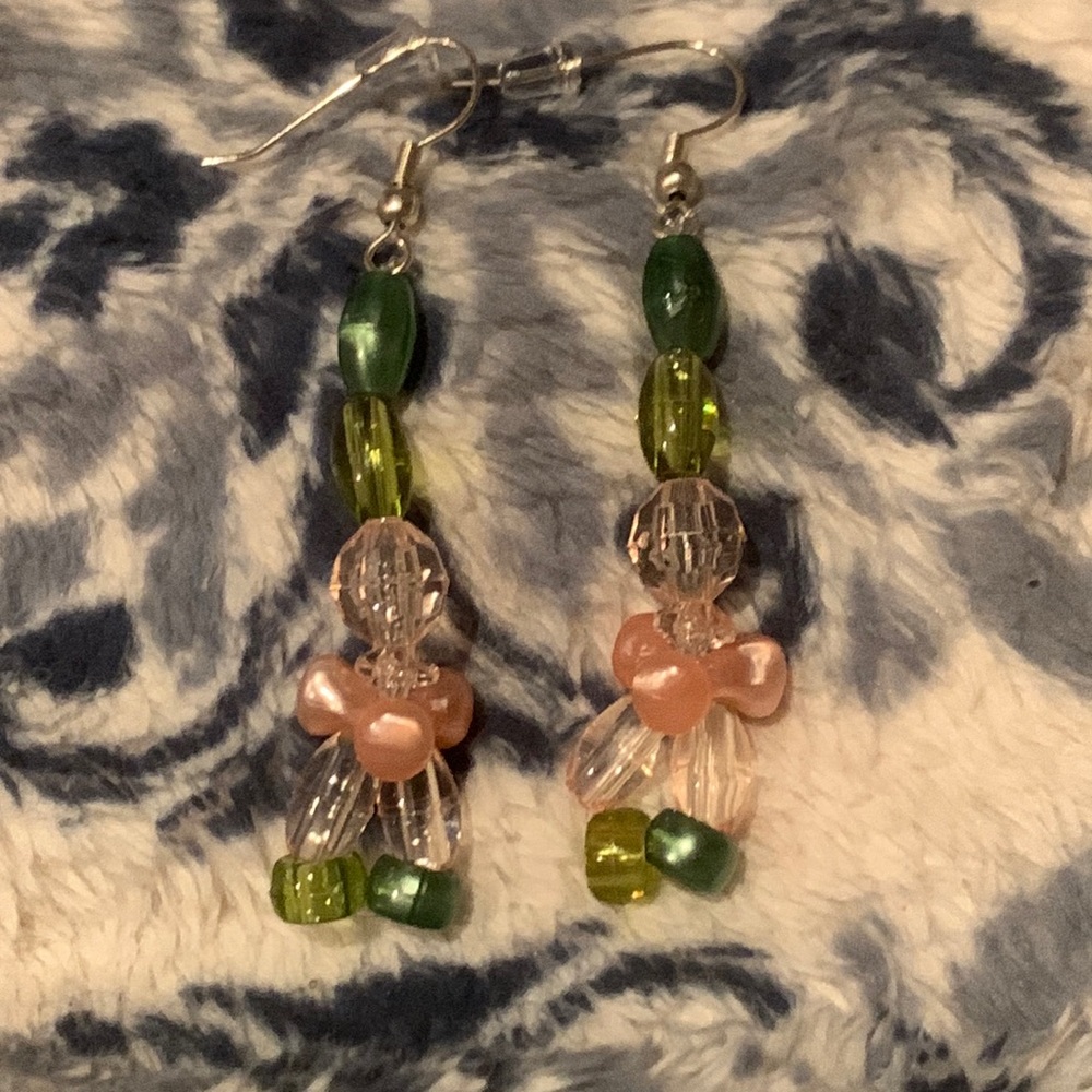 Green and pink Women earrings
